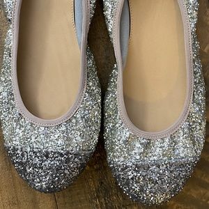 J.CREW Lulu Glitter Ballet Flats in Pale Gold size 10 (worn once indoors)